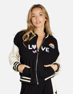 Hot #1 Love Rainbow Lip Jacket In Black/ Bone | Taissa By Women Jackets