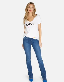 New #1 Love Rainbow Lip V-Neck Tee In | Cruz By Women Short Sleeve