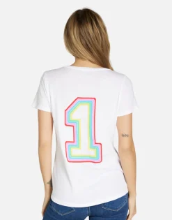 New #1 Love Rainbow Lip V-Neck Tee In | Cruz By Women Short Sleeve