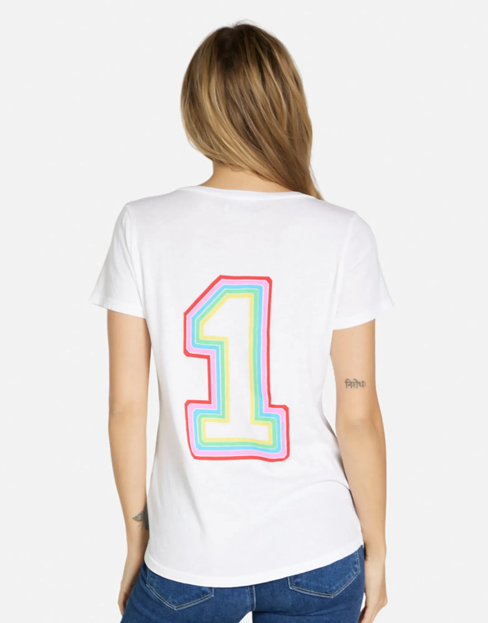 New #1 Love Rainbow Lip V-Neck Tee In | Cruz By Women Short Sleeve