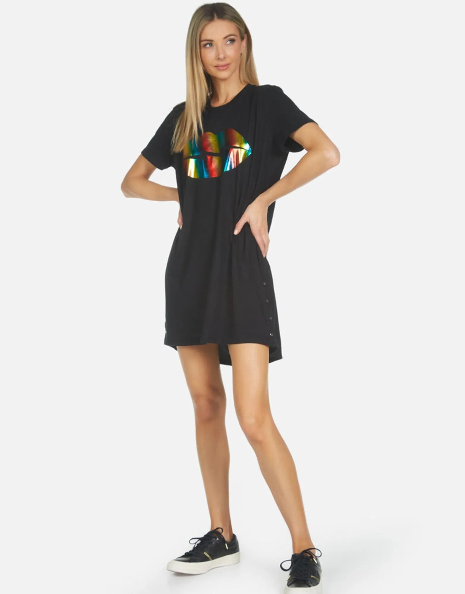 Outlet Adar Rainbow Foil Lightning Lip Women Dresses