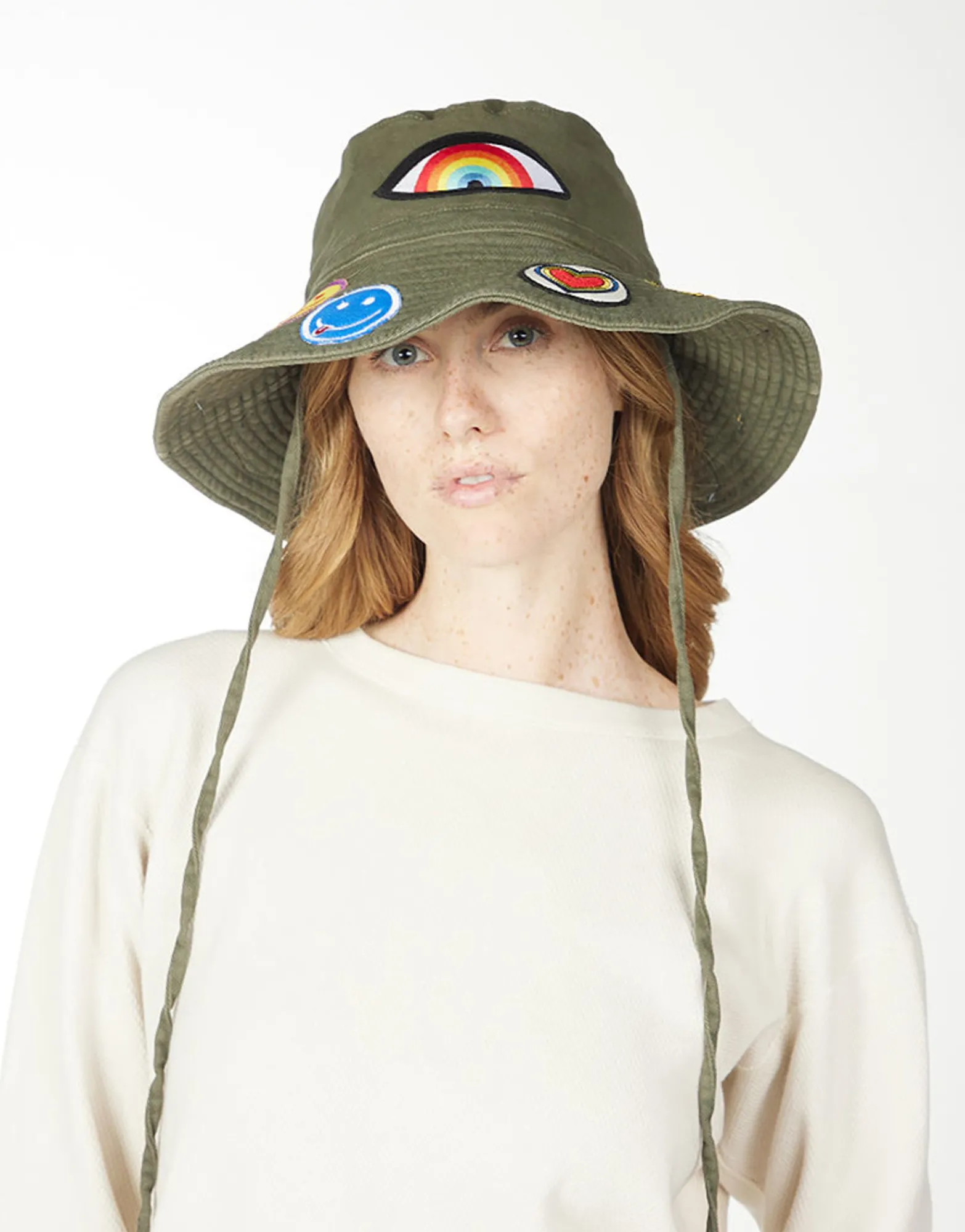 Shop Adina- Bucket Hat W/ Happy Hippie Patches Hats