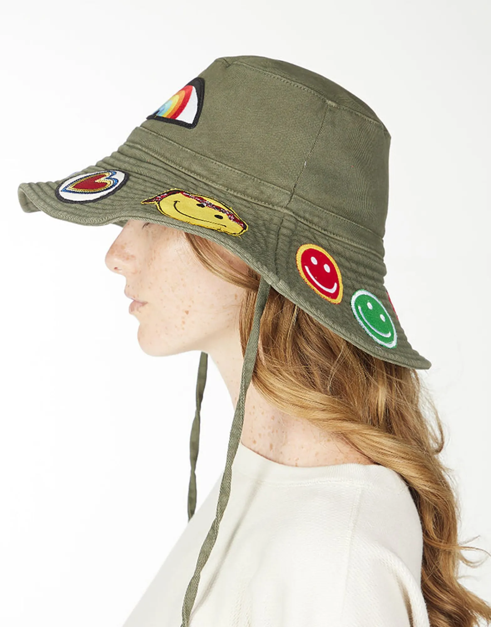 Shop Adina- Bucket Hat W/ Happy Hippie Patches Hats