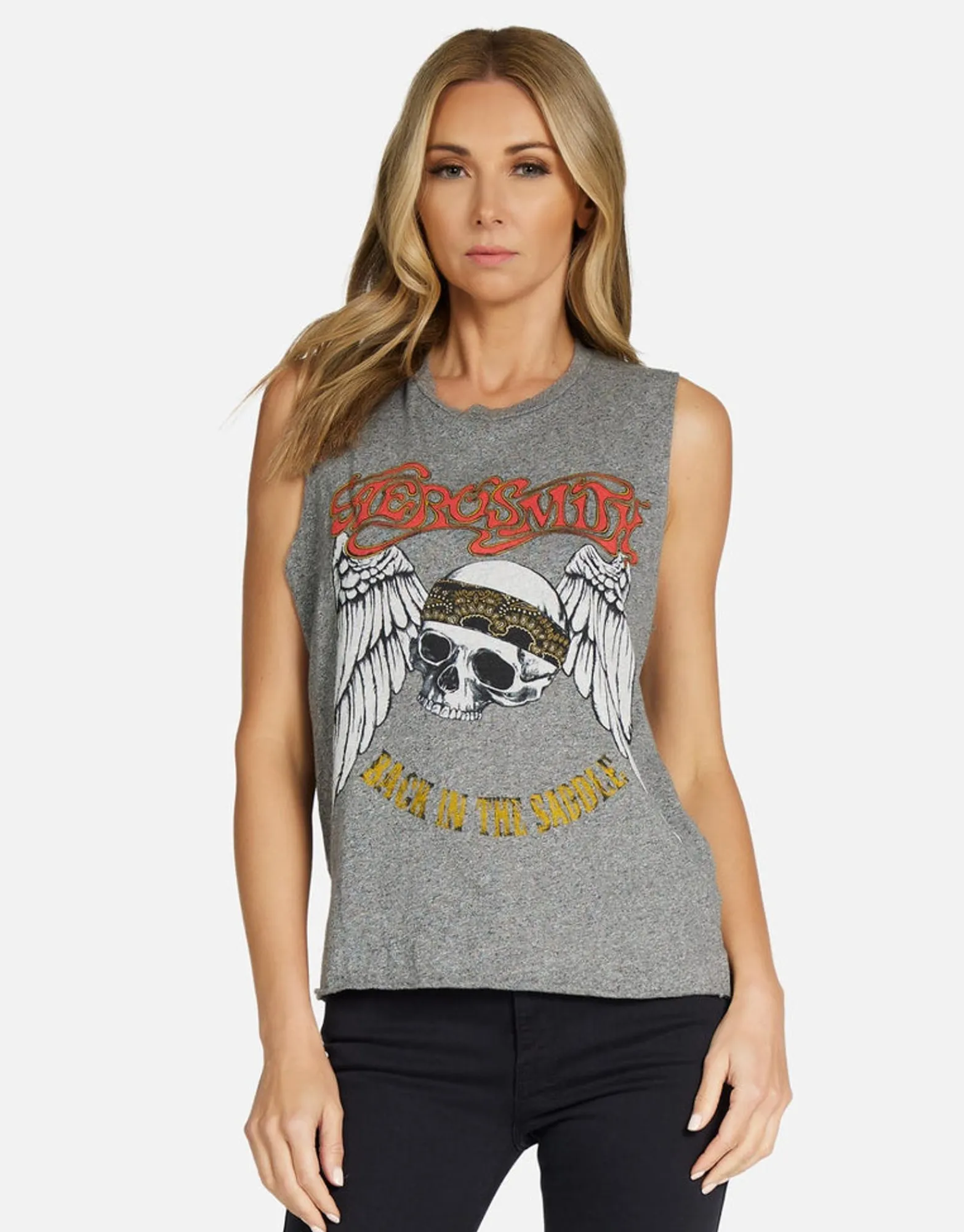 Best Sale Aerosmith Skull Vintage Crop Muscle Tank | Kinzington By Women Tanks