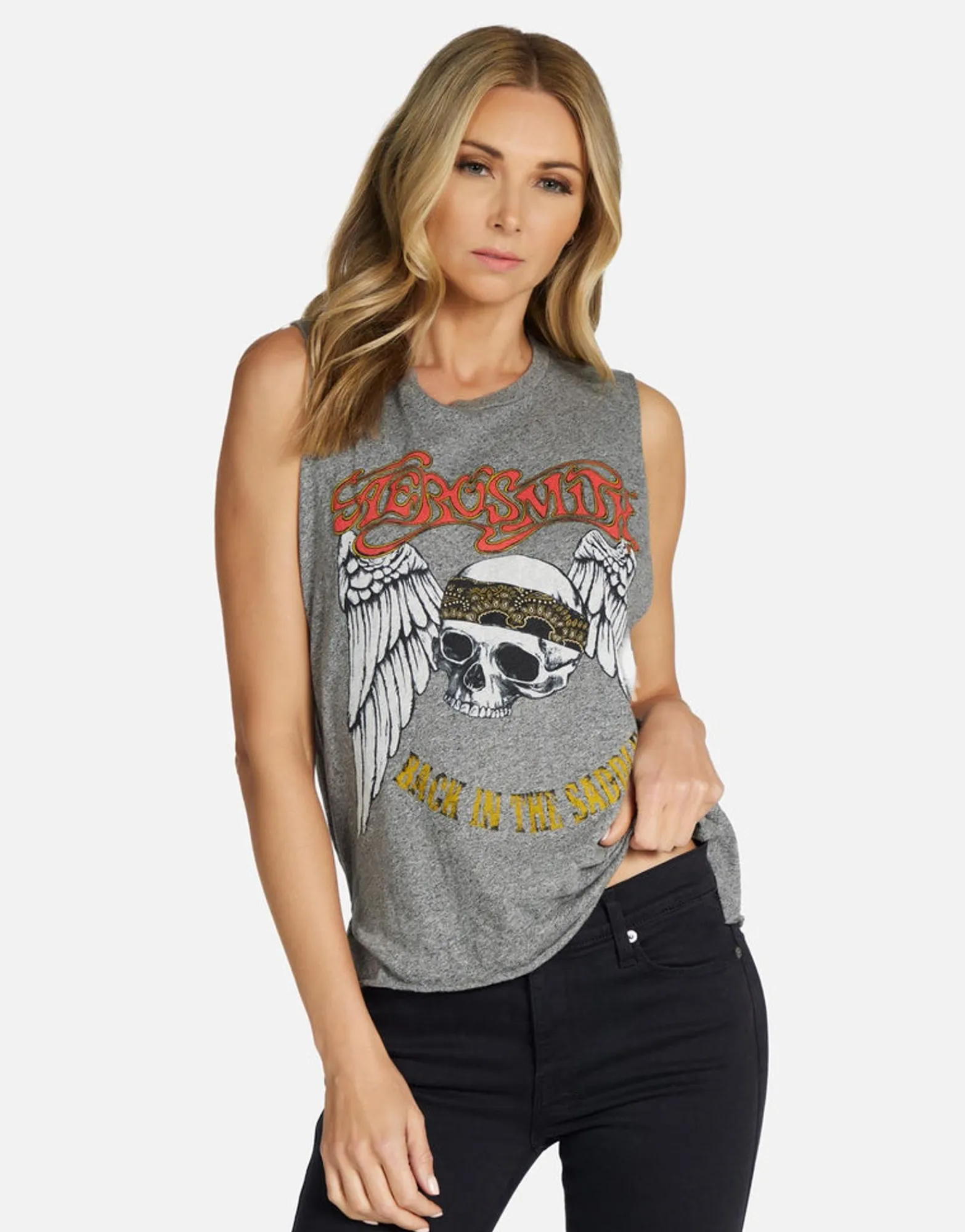 Best Sale Aerosmith Skull Vintage Crop Muscle Tank | Kinzington By Women Tanks