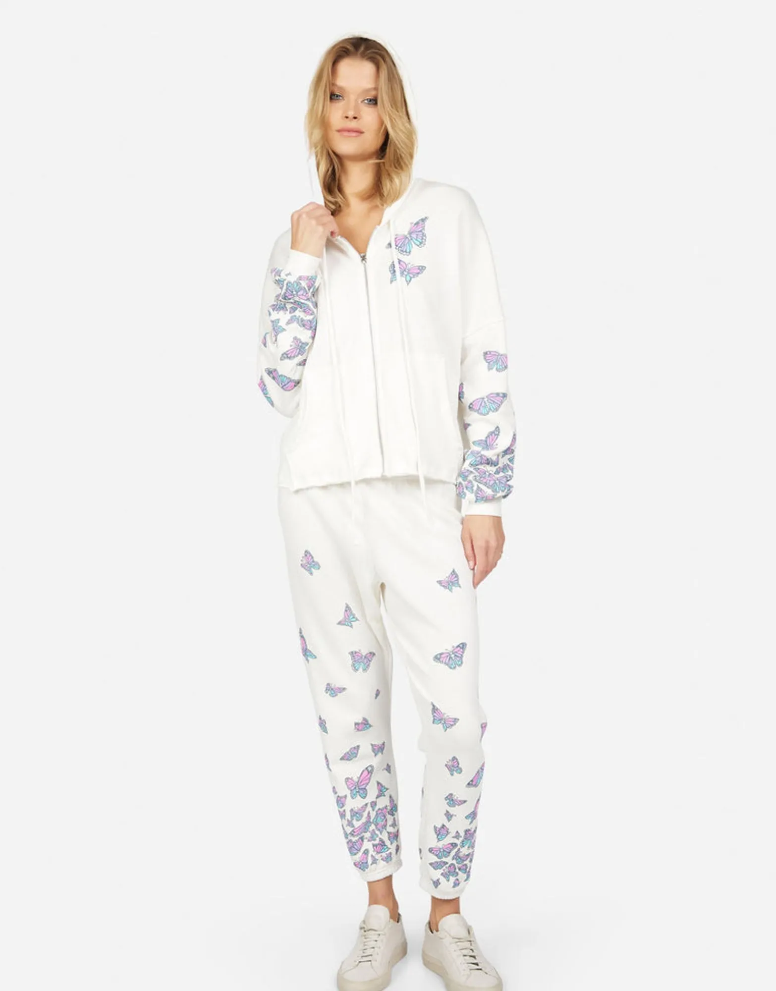 Hot Alana Color Butterfly Skull Burst Women Crop Sweatpants