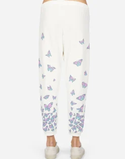 Hot Alana Color Butterfly Skull Burst Women Crop Sweatpants