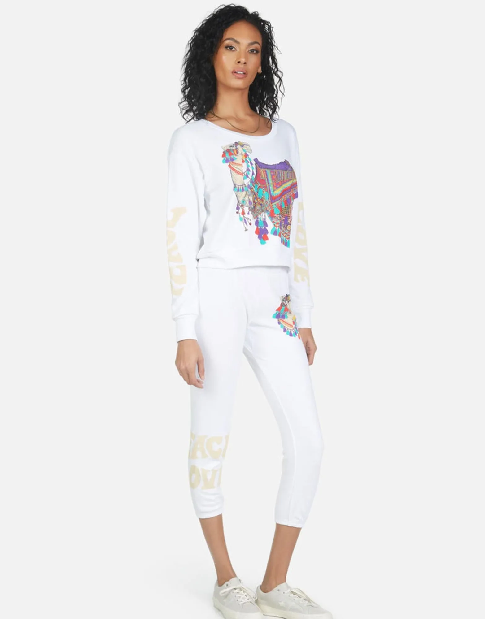 Cheap Alana Peace Love Camel Women Crop Sweatpants
