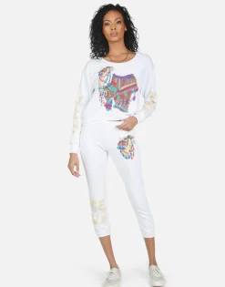 Cheap Alana Peace Love Camel Women Crop Sweatpants