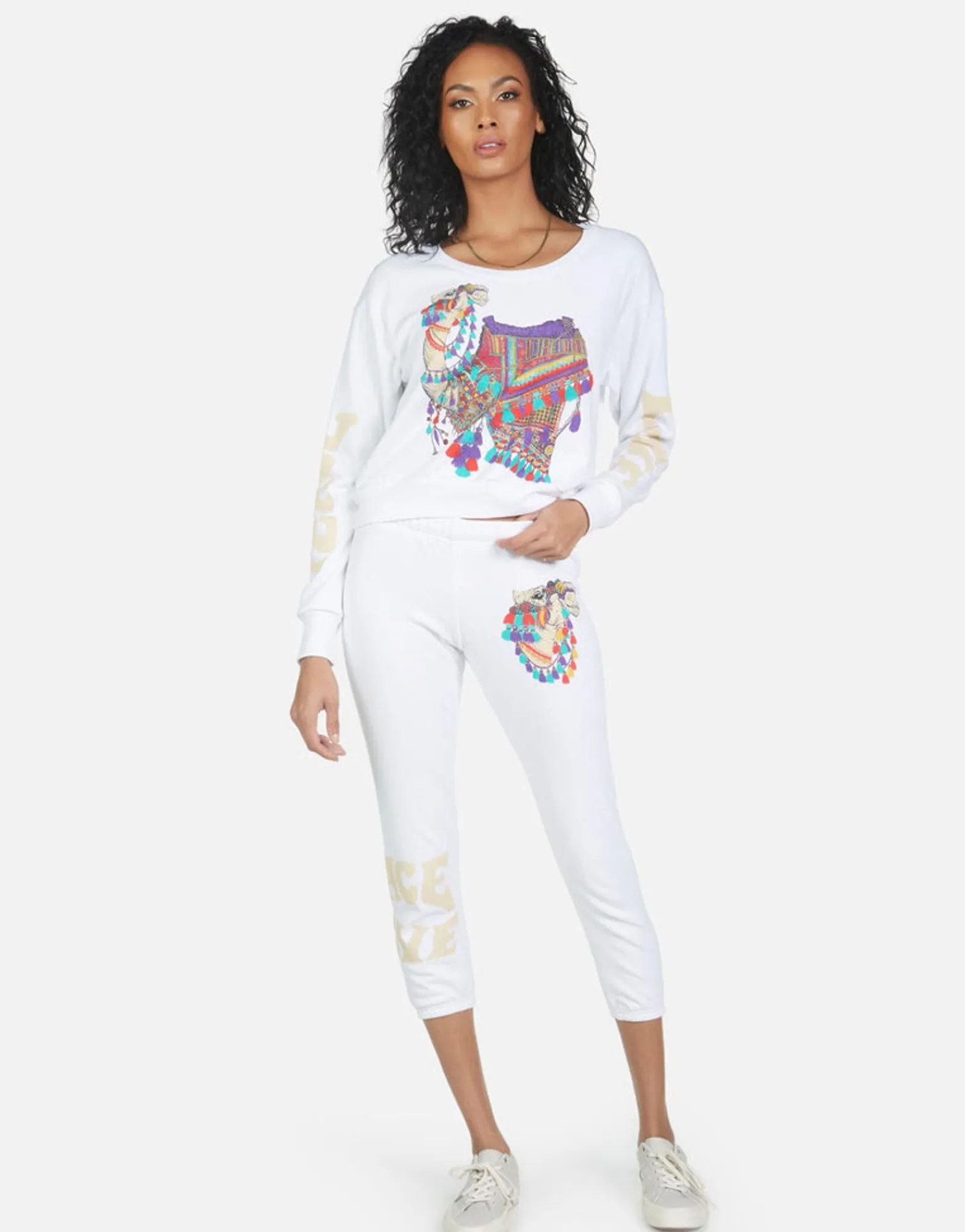 Cheap Alana Peace Love Camel Women Crop Sweatpants