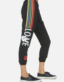 Hot Alana Peace Love Stripe Women Crop Sweatpants