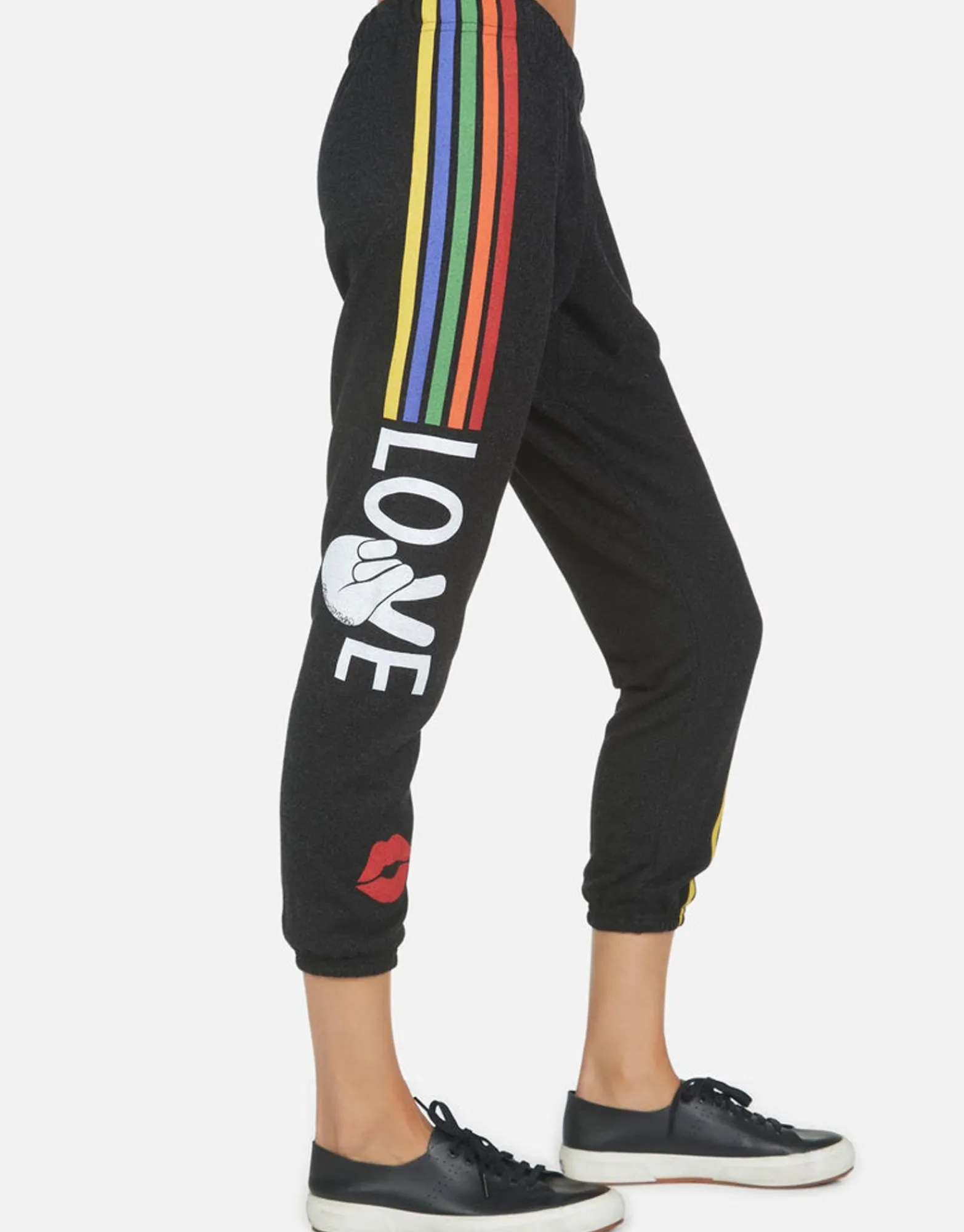 Hot Alana Peace Love Stripe Women Crop Sweatpants