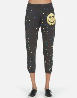Best Alana Text Happy Face Women Crop Sweatpants