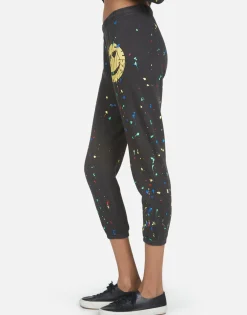 Best Alana Text Happy Face Women Crop Sweatpants