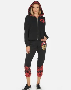 Hot Alana Tiger Tongue Women Crop Sweatpants