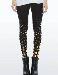 Online All Over Gold Foil Heart Legging | Shae By Women Leggings