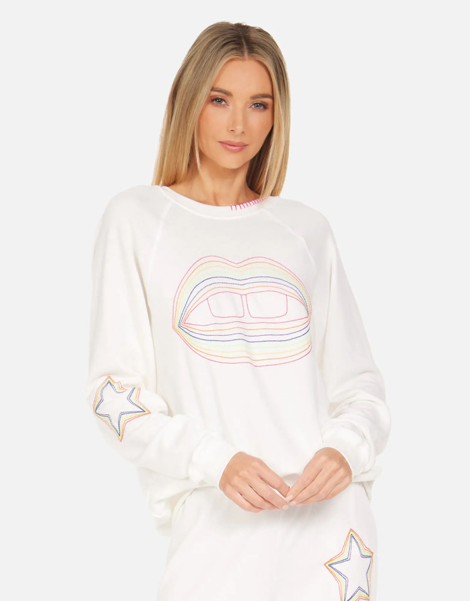 Cheap Anela Rainbow Lip Outline Women Long Sleeve
