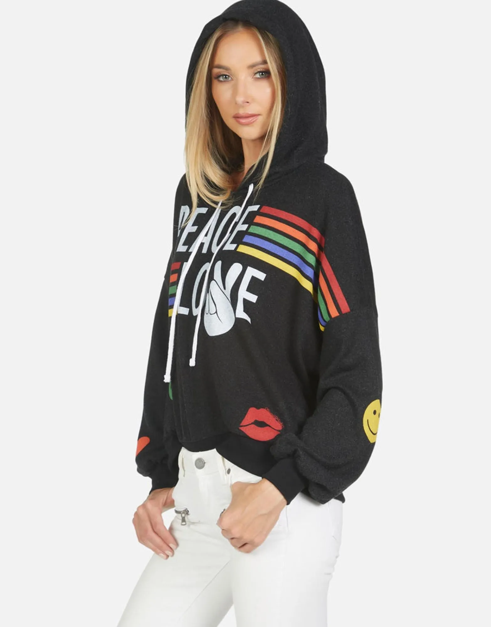 Store Anissa Peace Love Stripe Women Hoodies