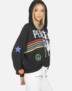 Store Anissa Peace Love Stripe Women Hoodies