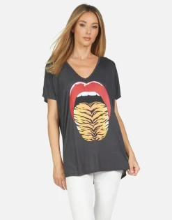 Clearance April Tiger Tongue Women Short Sleeve
