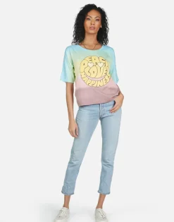 Discount Barbie Text Happy Face Women Short Sleeve
