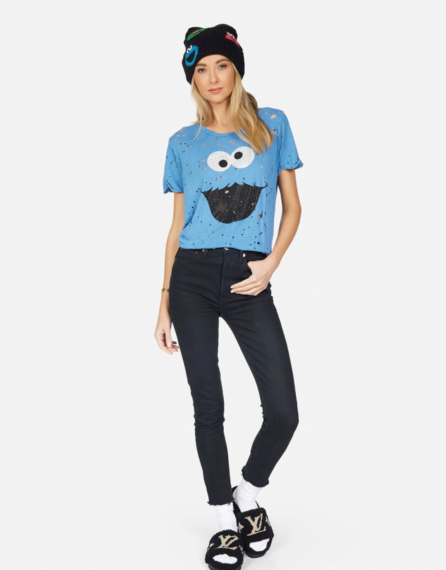 Outlet Bess Crystal Cookie Monster Women Short Sleeve