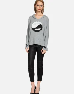 Store Biting Lip Yin Yang Oversized Pullover W/ Hood | Wilma By Women Hoodies