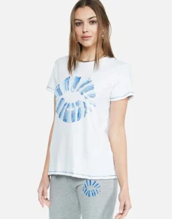 Flash Sale Blue Ombre Lip S/S Tee W/ Contrast Stitching | Aviana By Women Short Sleeve