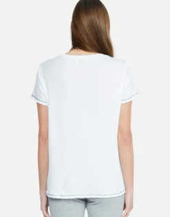 Flash Sale Blue Ombre Lip S/S Tee W/ Contrast Stitching | Aviana By Women Short Sleeve