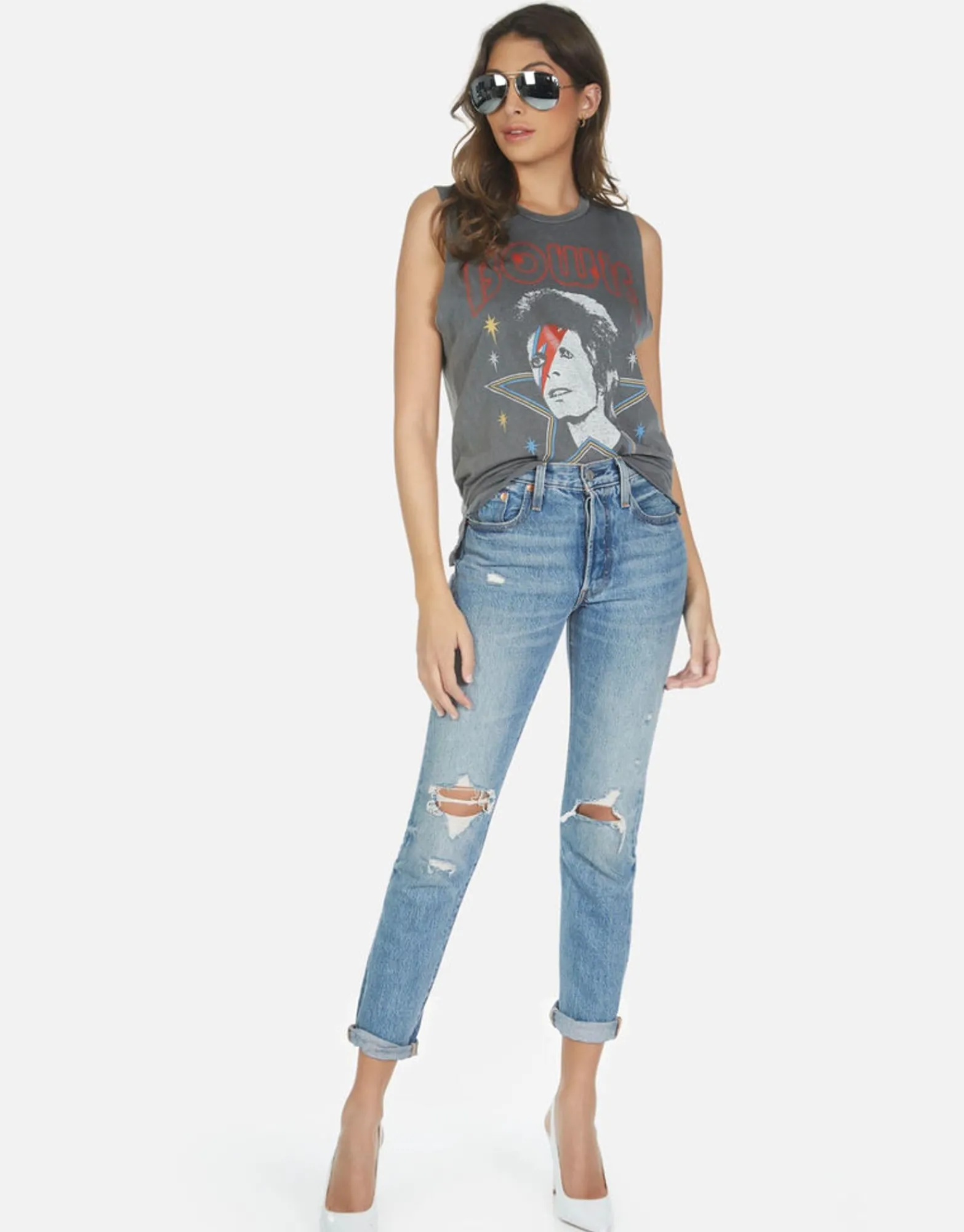 Cheap Bowie 1973 Tour Concert Tank | Kinzington By Women Tanks