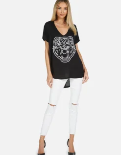 Cheap Celine Crystal Tiger Head Women Short Sleeve