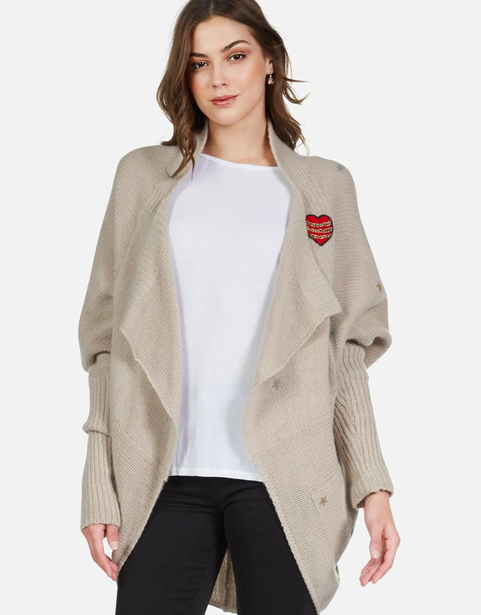 Best Sale Chain Heart Stars Draped Cardigan | Daya By Women Sweaters & Knits