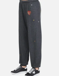 Best Sale Chain Heart Stars Long Pant In Black | Tanzy By Women Long Sweatpants