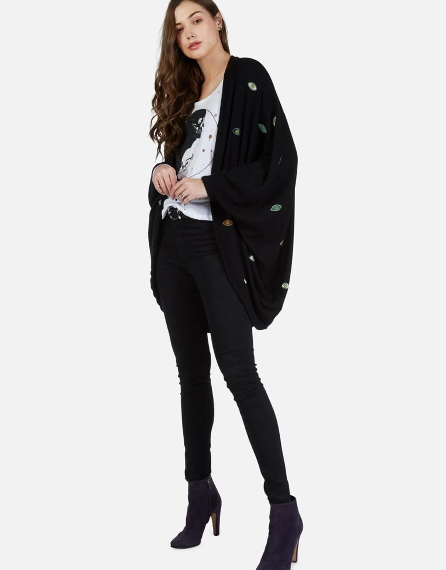 Fashion Color Bead Eyes Cardigan Wrap | Isla By Women Sweaters & Knits