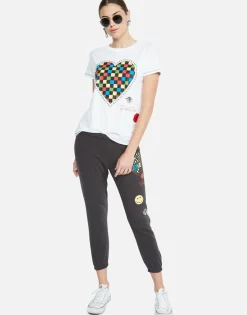 Flash Sale Color Checkered Heart S/S Tee W/ Studs | Aviana By Women Short Sleeve