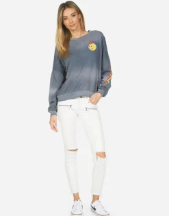 Cheap Color Punk Happy Eye Drop Shoulder Pullover | Sierra By Women Long Sleeve