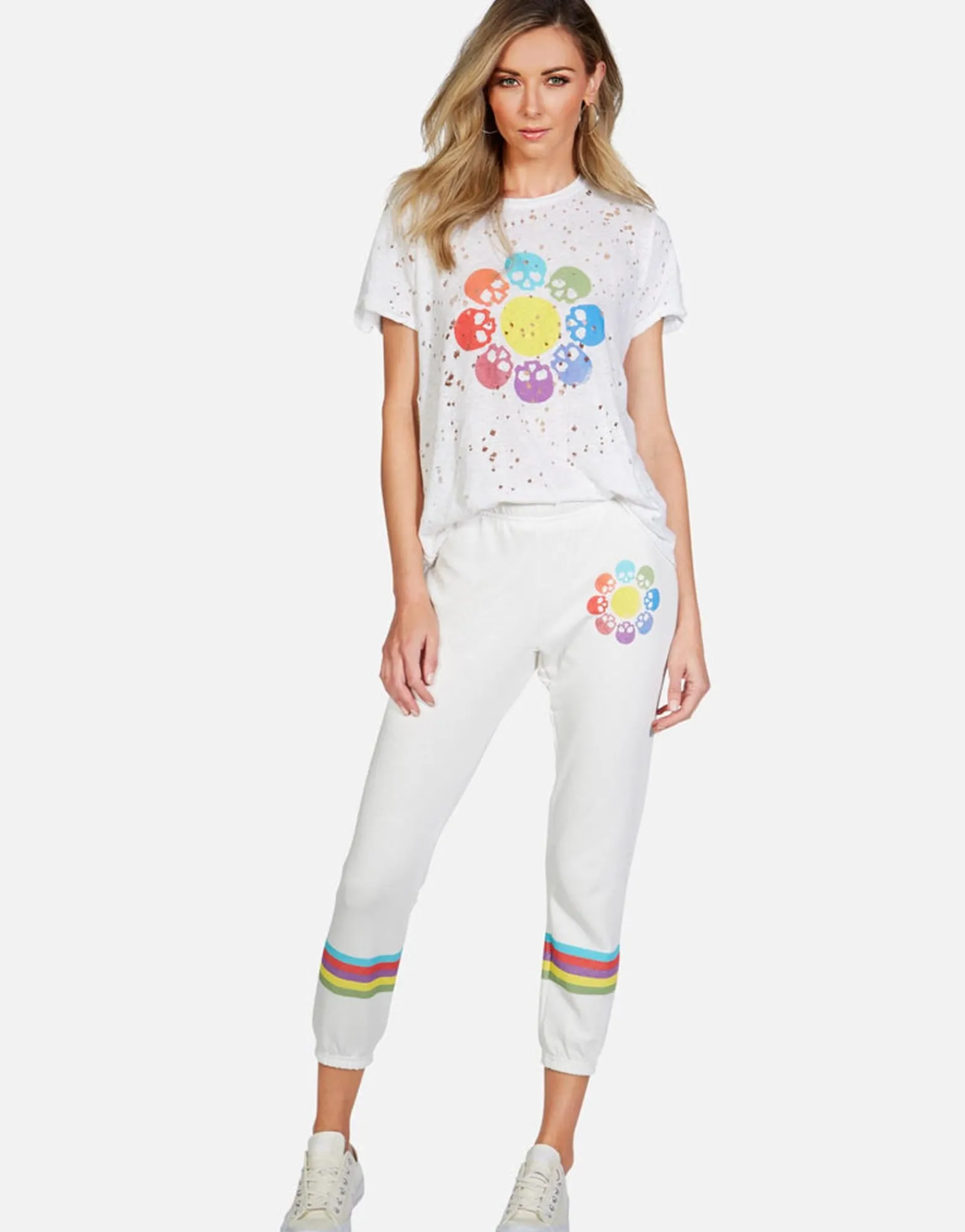 Cheap Color Skull Flower Crop Sweatpant | Alana By Women Crop Sweatpants
