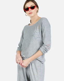 Cheap Color Star Outline Embroidery L/S Pullover | Brenna By Women Long Sleeve