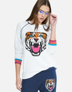 Cheap Color Varsity Tiger L/S Raglan Pullover | Lina By Women Long Sleeve