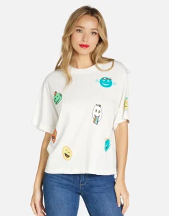 Discount Comic Emojis Boxy Crop Top In | Rue By Women Short Sleeve