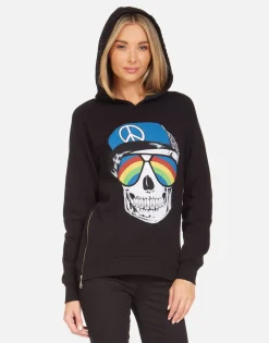 Online Corbin Rainbow Peace Skull Women Hoodies