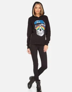 Online Corbin Rainbow Peace Skull Women Hoodies