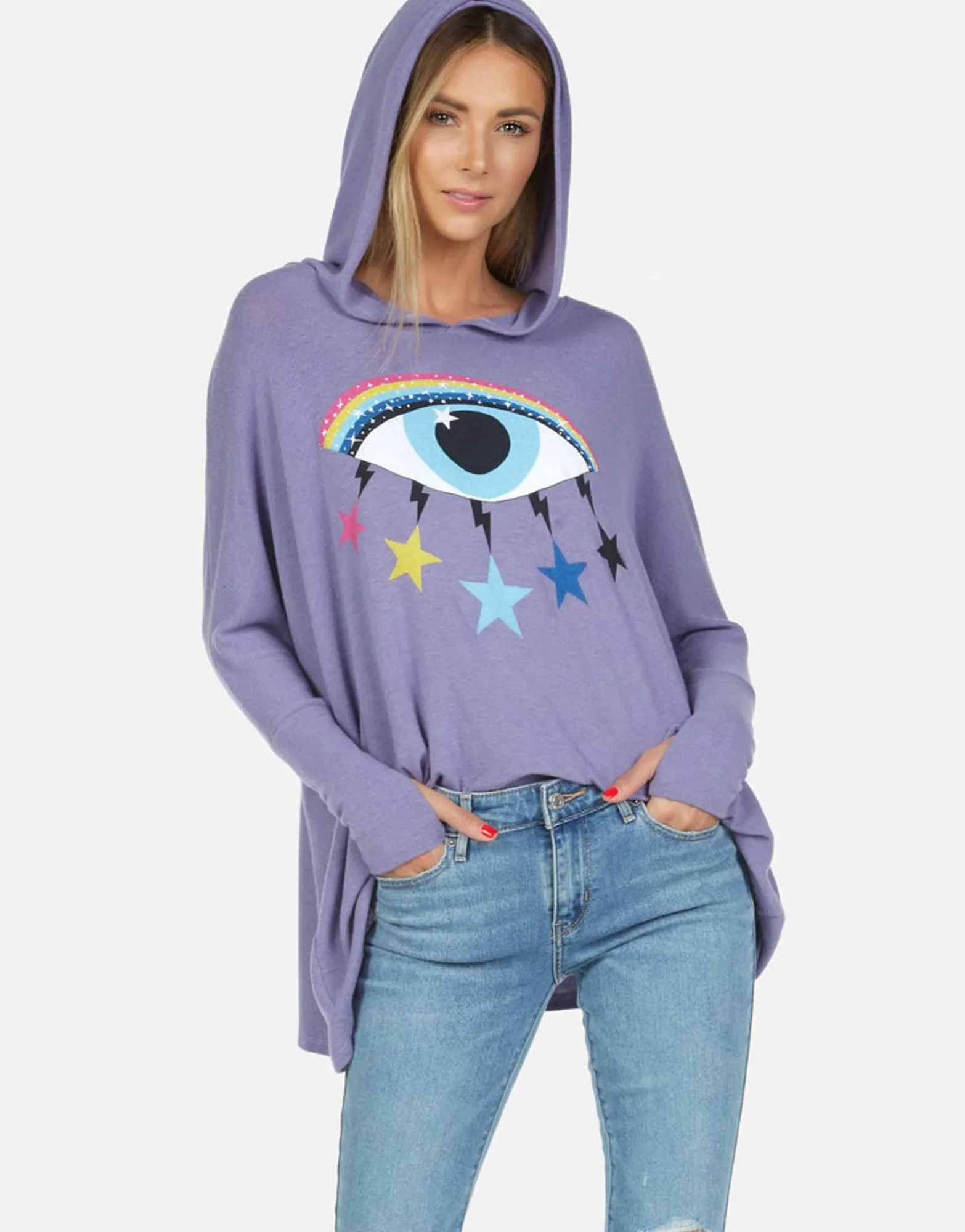 Flash Sale Cosmic Rainbow Eye Oversized Pullover Hoodie | Wilma By Women Hoodies