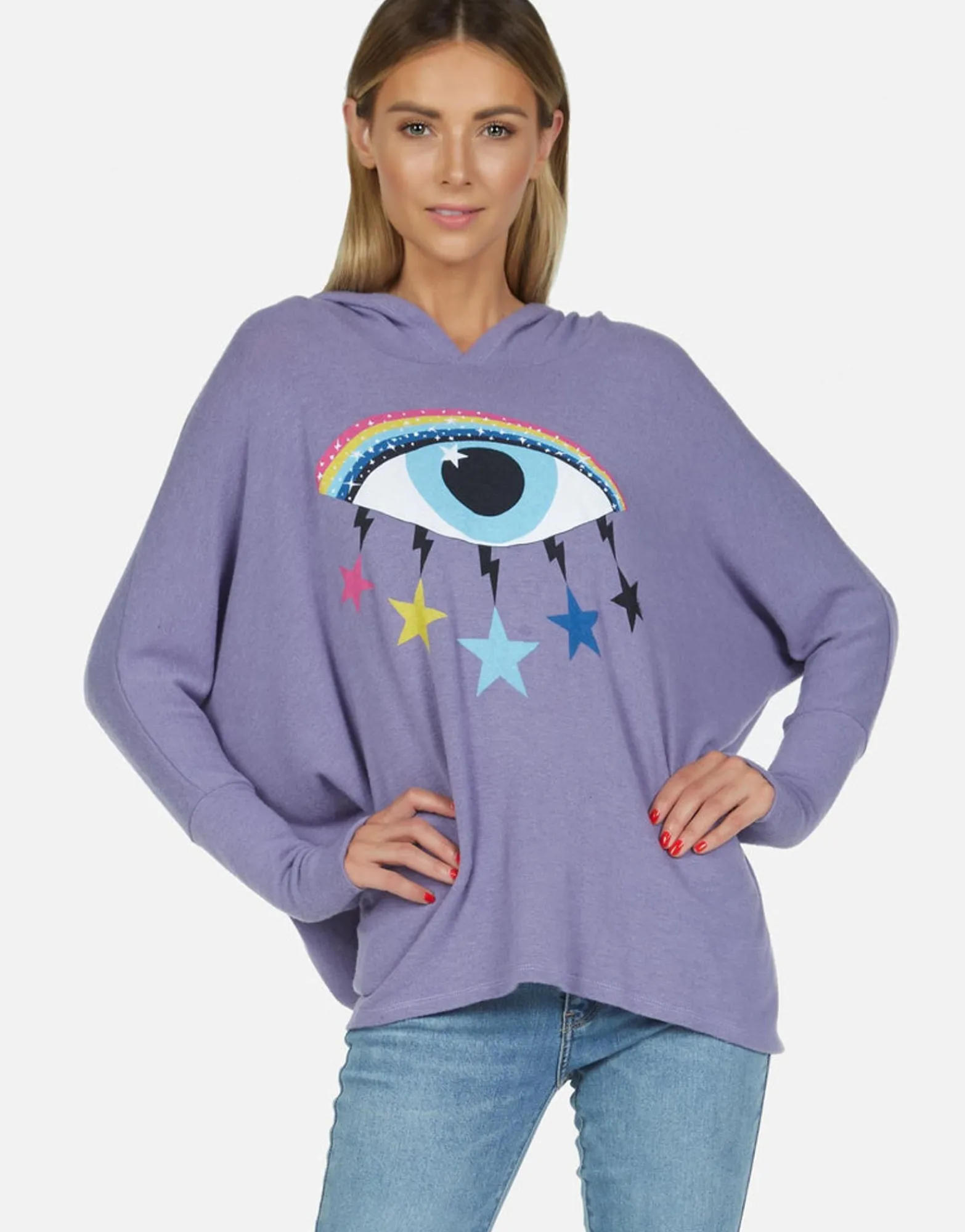 Flash Sale Cosmic Rainbow Eye Oversized Pullover Hoodie | Wilma By Women Hoodies