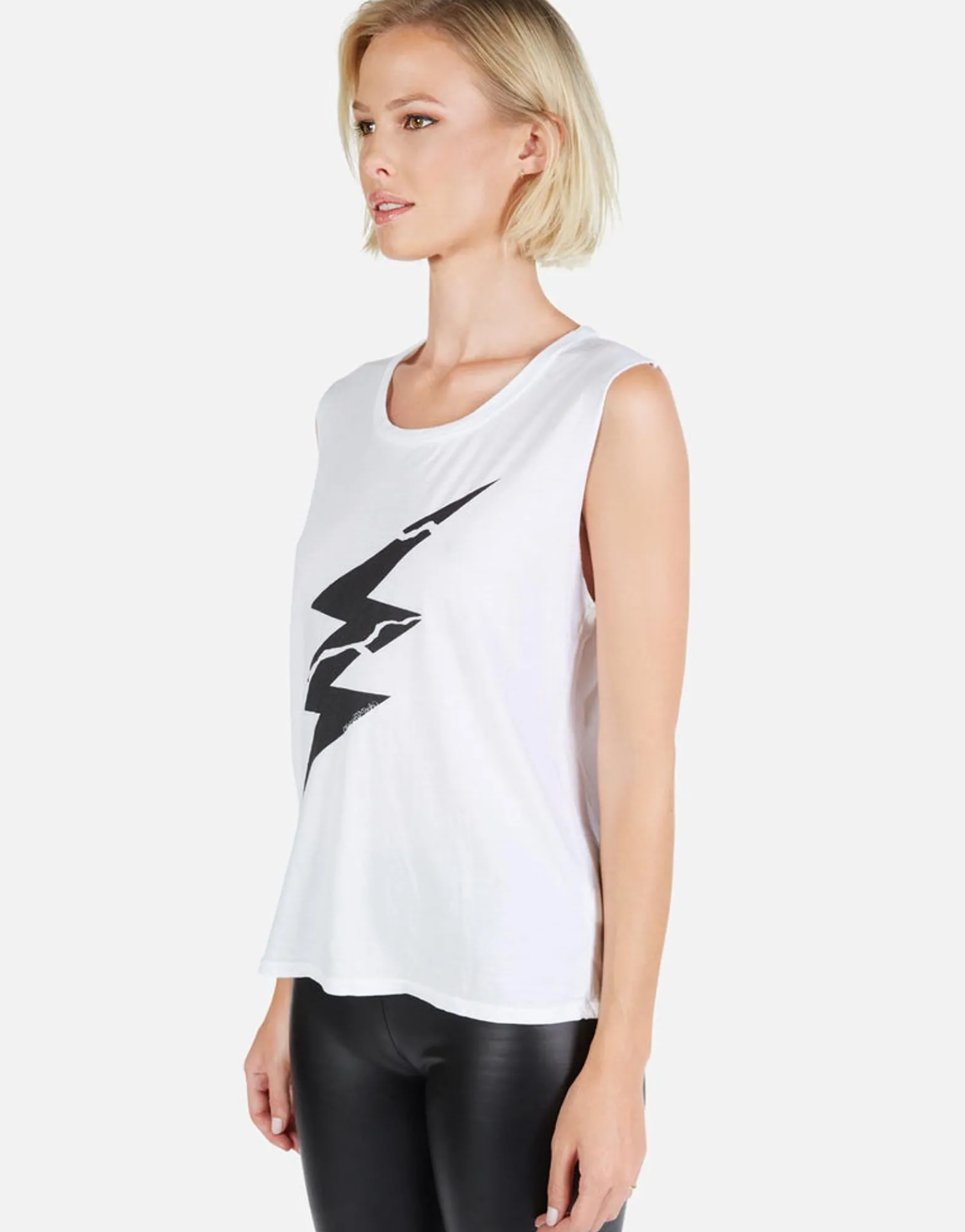 Sale Cracked Lightning Bolt Scoop Neck Tank | Kel By Women Tanks