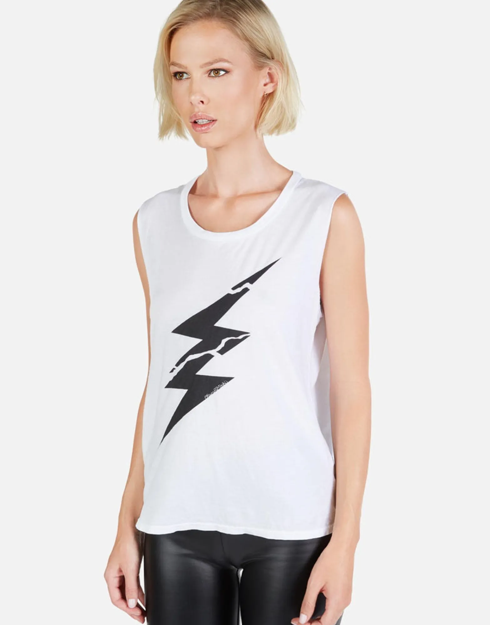 Sale Cracked Lightning Bolt Scoop Neck Tank | Kel By Women Tanks