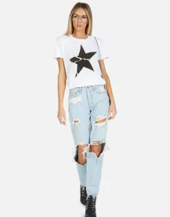 Discount Cracked Star Vintage Boyfriend Tee | Wolf X By Women Short Sleeve