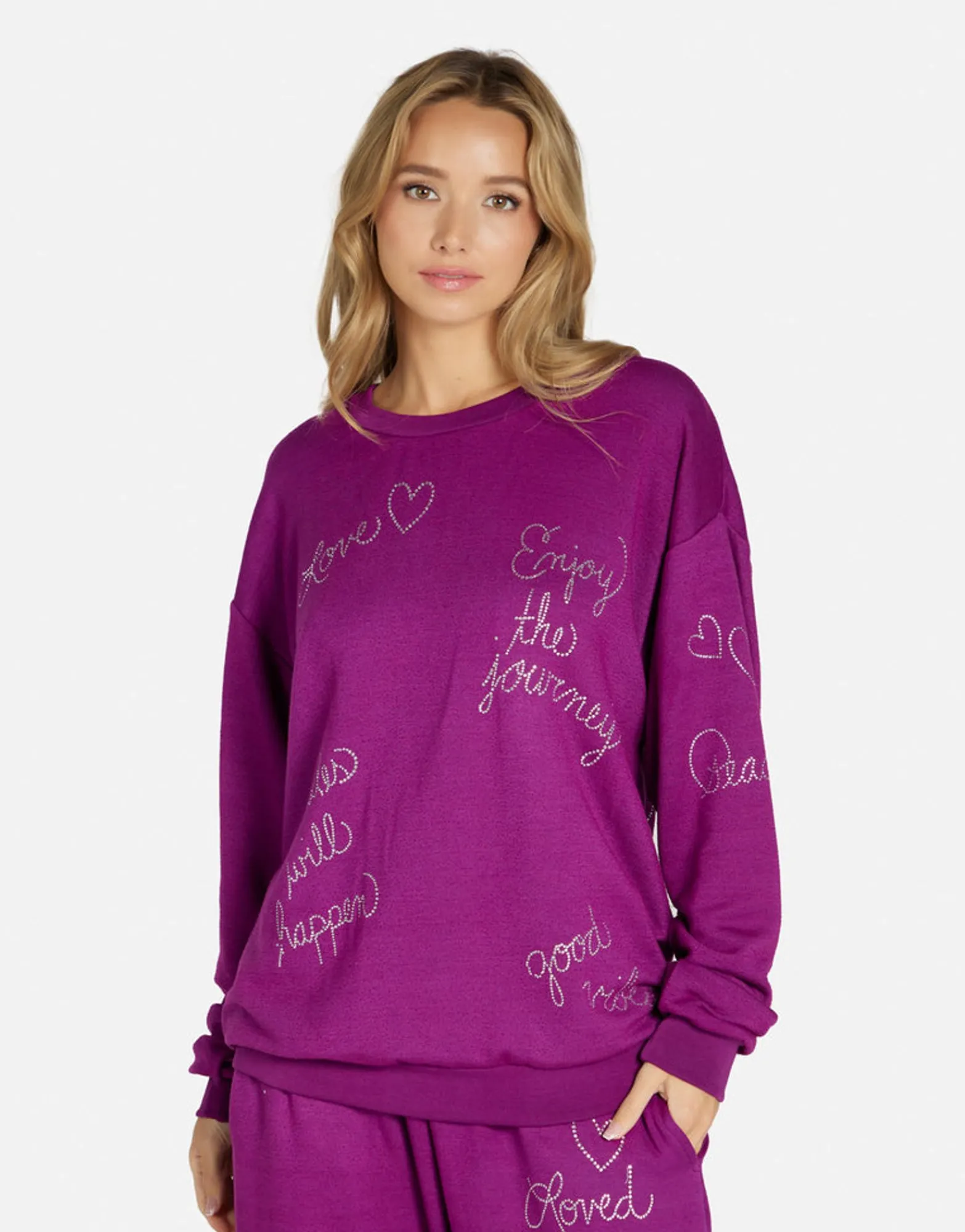Hot Crystal Affirmations Pullover In | Babbs By Women Long Sleeve
