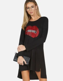 Online Crystal Biting Lip L/S Dress | Adora By Women Dresses