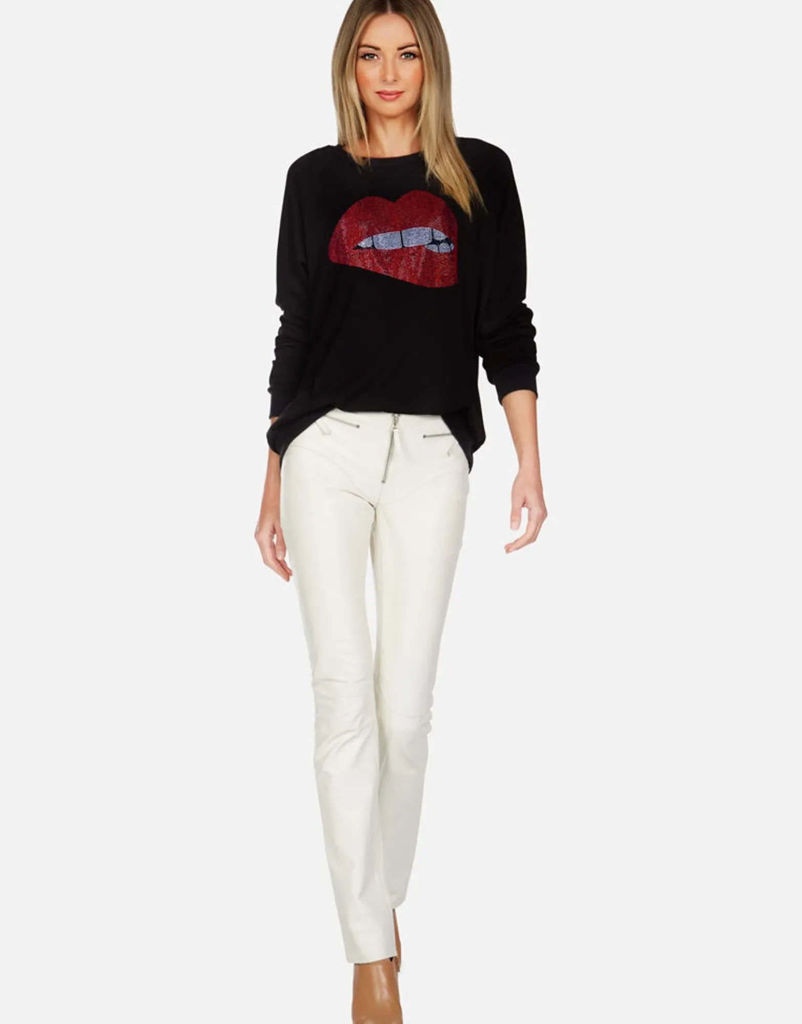 Flash Sale Crystal Biting Lip L/S Pullover | Noleta By Women Long Sleeve